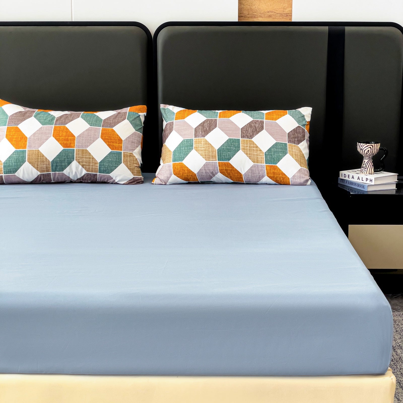 Imagen de Juego de sábanas Juego de sábanas con patrón geométrico – 4 piezas en color Cama 90 de Meishida